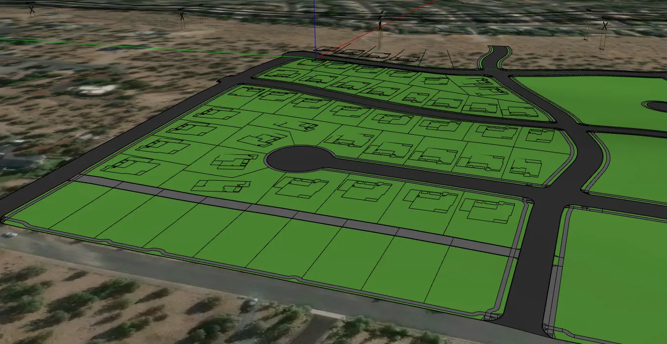 Overland lots and building footprints