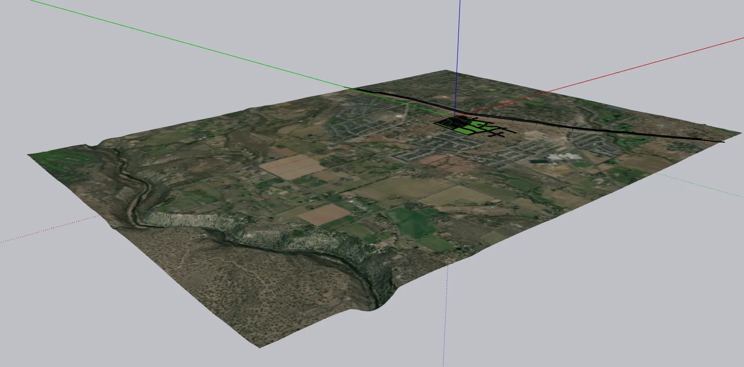 Overland site on geolocated terrain