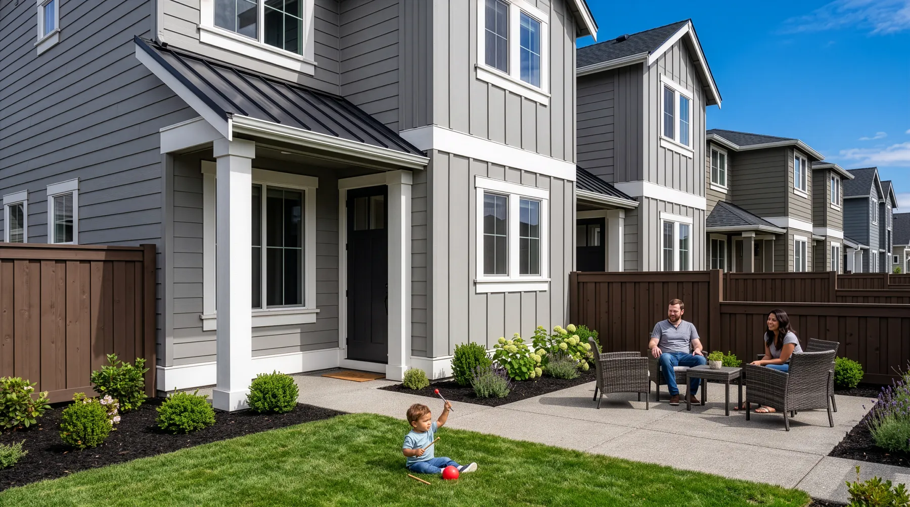 Petrosa townhome entry and private patio