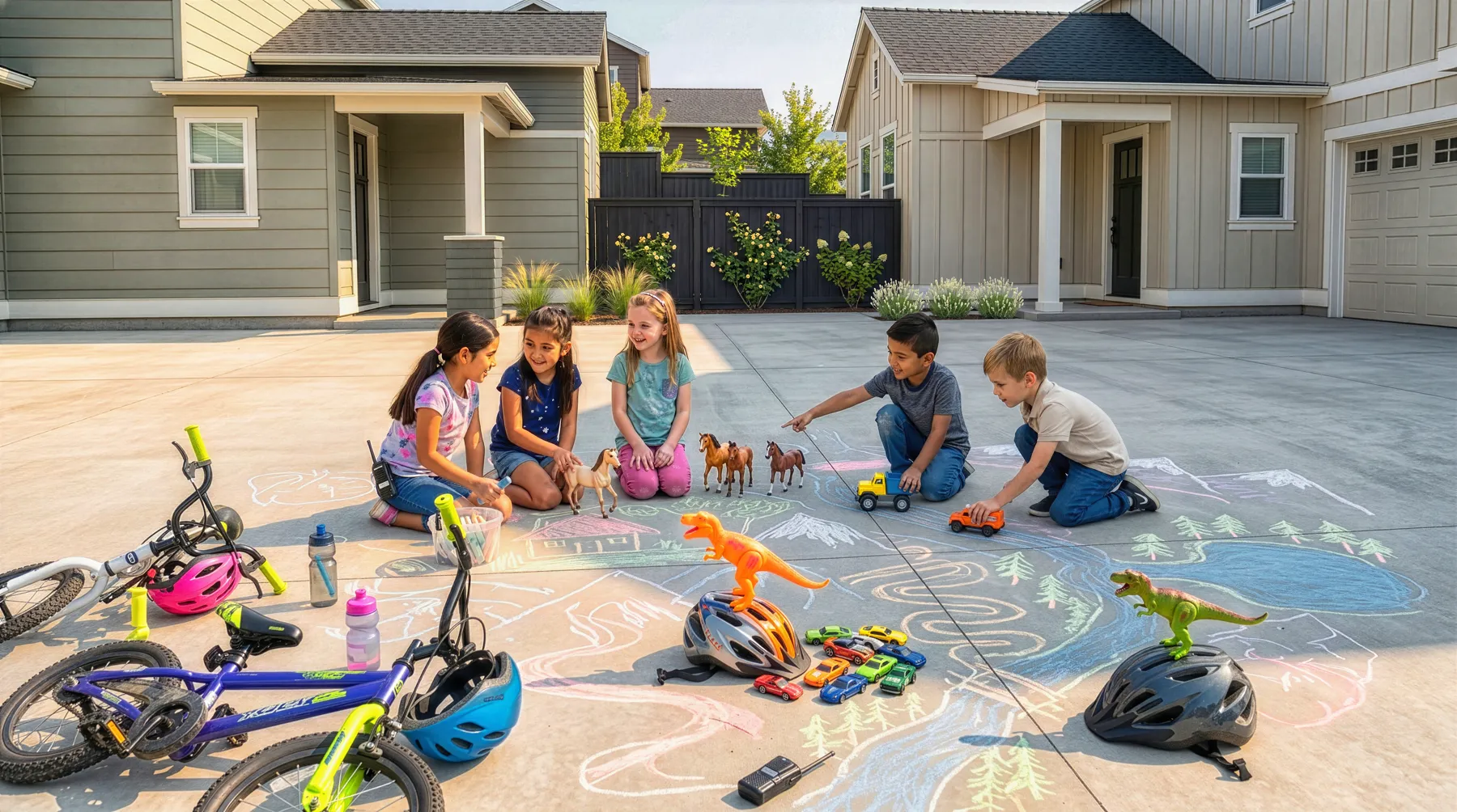 Collina Village courtyard chalk drawing